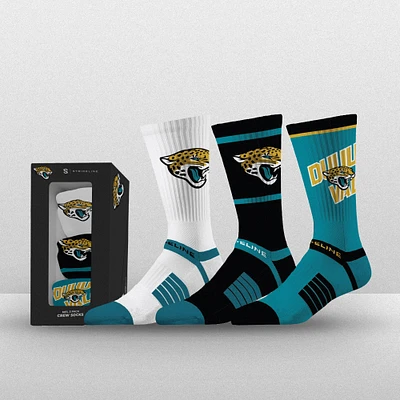 Unisex Strideline Jacksonville Jaguars Premium 3-Pack Knit Crew Socks Set
