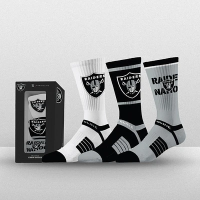 Unisex Strideline Las Vegas Raiders Premium 3-Pack Knit Crew Socks Set