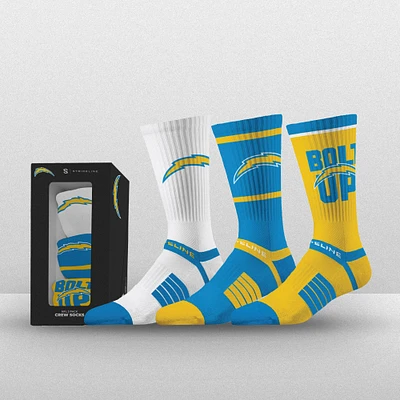 Unisex Strideline Los Angeles Chargers Premium 3-Pack Knit Crew Socks Set
