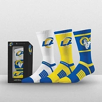 Unisex Strideline Los Angeles Rams Premium 3-Pack Knit Crew Socks Set