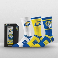 Unisex Strideline Los Angeles Rams Premium 3-Pack Knit Crew Socks Set