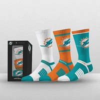 Unisex Strideline Miami Dolphins Premium 3-Pack Knit Crew Socks Set