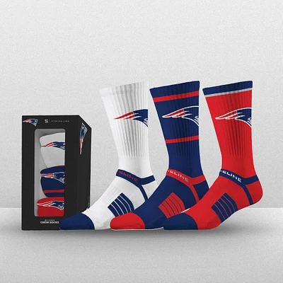 Unisex Strideline New England Patriots Premium 3-Pack Knit Crew Socks Set