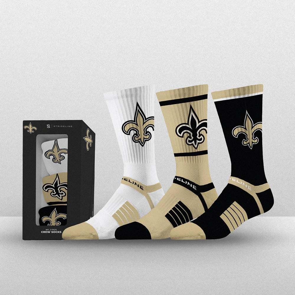 Unisex Strideline New Orleans Saints Premium 3-Pack Knit Crew Socks Set