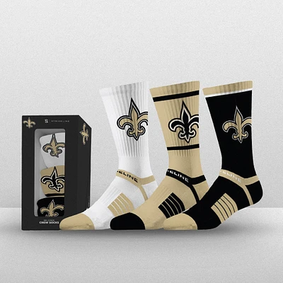 Unisex Strideline New Orleans Saints Premium 3-Pack Knit Crew Socks Set