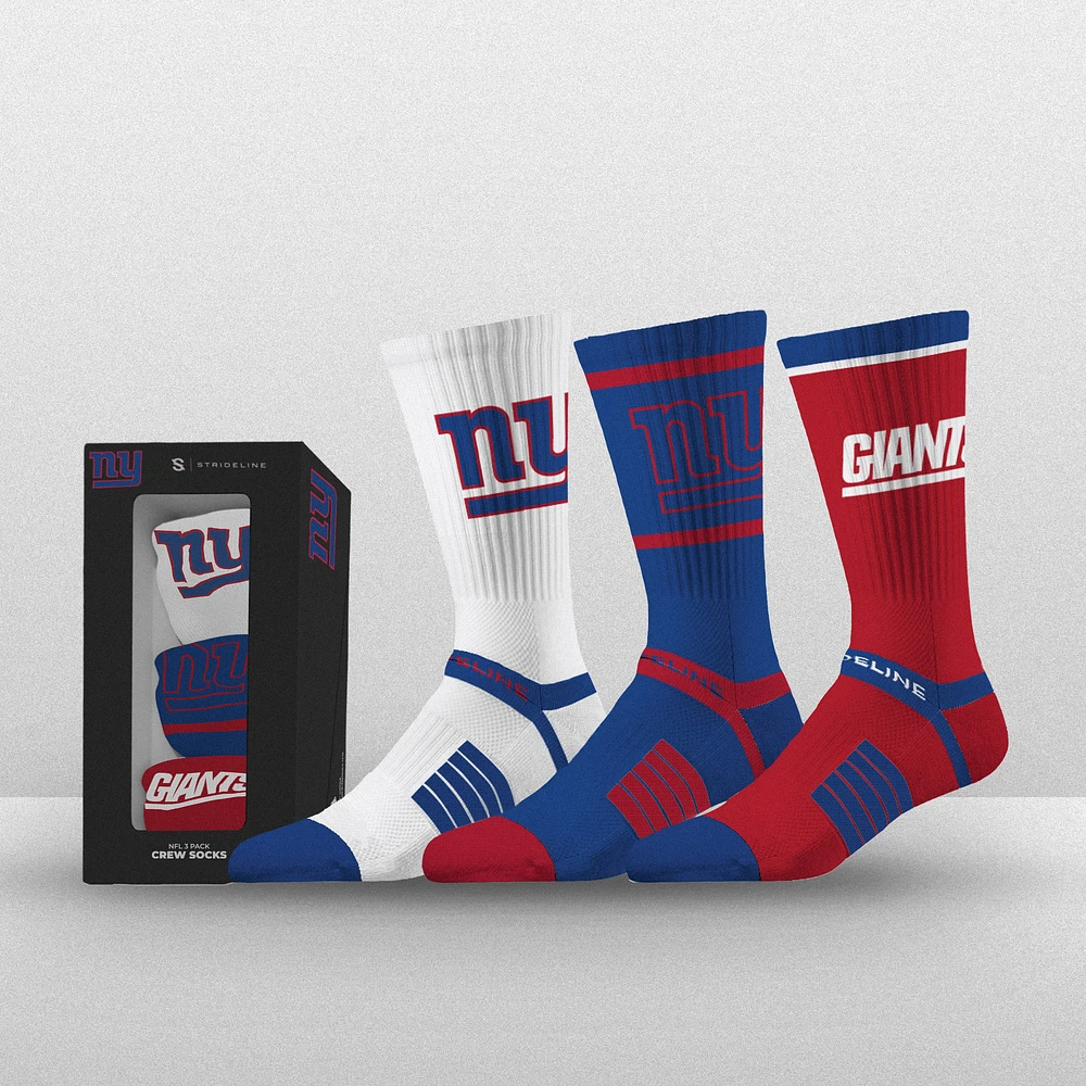 Unisex Strideline New York Giants Premium 3-Pack Knit Crew Socks Set