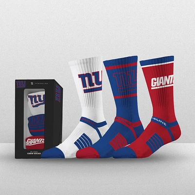Unisex Strideline New York Giants Premium 3-Pack Knit Crew Socks Set
