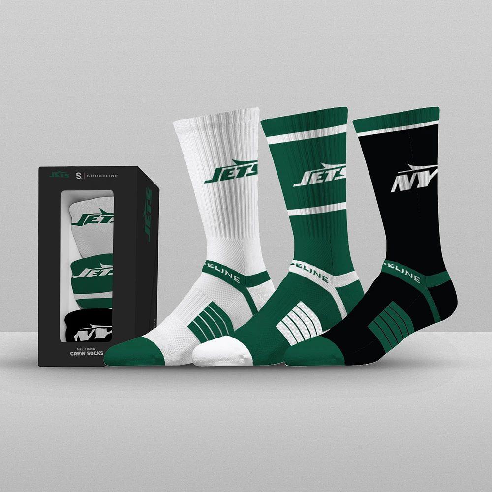 Unisex Strideline New York Jets Premium 3-Pack Knit Crew Socks Set
