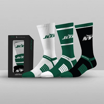 Unisex Strideline New York Jets Premium 3-Pack Knit Crew Socks Set