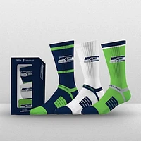 Unisex Strideline Seattle Seahawks Premium 3-Pack Knit Crew Socks Set