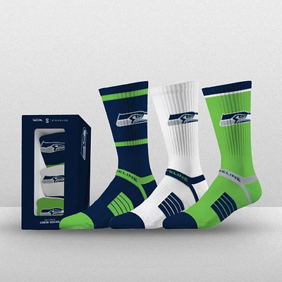 Unisex Strideline Seattle Seahawks Premium 3-Pack Knit Crew Socks Set