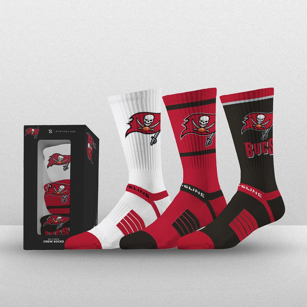 Unisex Strideline Tampa Bay Buccaneers Premium 3-Pack Knit Crew Socks Set