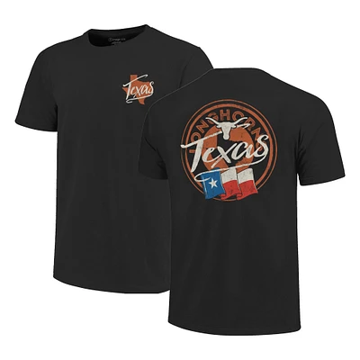 Men's Black Texas Longhorns Big & Tall State Flag Circle Hyper Local Core T-Shirt