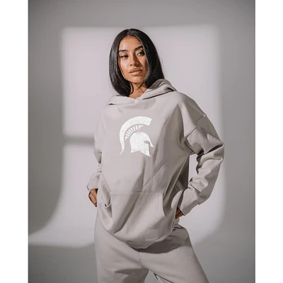 Women's KadyLuxe  Gray Michigan State Spartans Boyfriend Pullover Hoodie