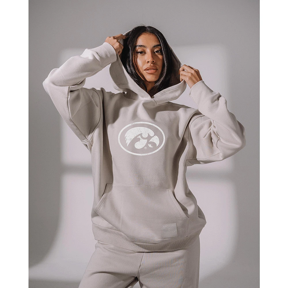 Women's KadyLuxe Gray Iowa Hawkeyes Boyfriend Pullover Hoodie