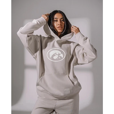 Women's KadyLuxe  Gray Iowa Hawkeyes Boyfriend Pullover Hoodie