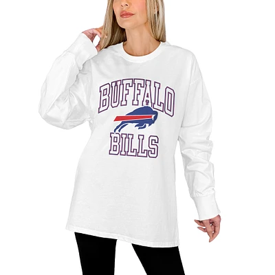 Women's Gameday Couture White Buffalo Bills Mind Games Oversized Long Sleeve T-Shirt