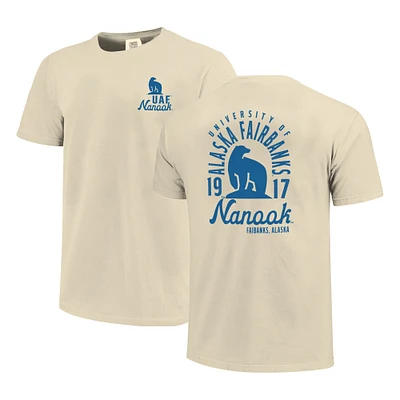 Men's Cream Alaska Fairbanks Nanooks Comfort Colors Mascot Overlay T-Shirt