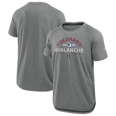 Men's Fanatics Heather Gray Colorado Avalanche 2025 Stanley Cup Playoffs Authentic Pro Rink Performance T-Shirt