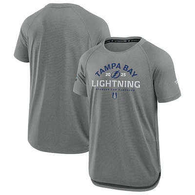 Men's Fanatics Heather Gray Tampa Bay Lightning 2025 Stanley Cup Playoffs Authentic Pro Rink Performance T-Shirt