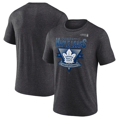 Men's Fanatics Heather Charcoal Toronto Maple Leafs 2025 Stanley Cup Playoffs Crossbar Tri-Blend T-Shirt