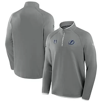 Men's Fanatics Gray Tampa Bay Lightning 2025 Stanley Cup Playoffs Authentic Pro Fleece Quarter-Zip Pullover