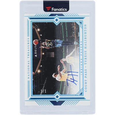 Tyrese Haliburton Indiana Pacers Autographed 2023-24 Panini National Treasures Platinum Court Pass Autograph #CP-HAL #1/1 Card
