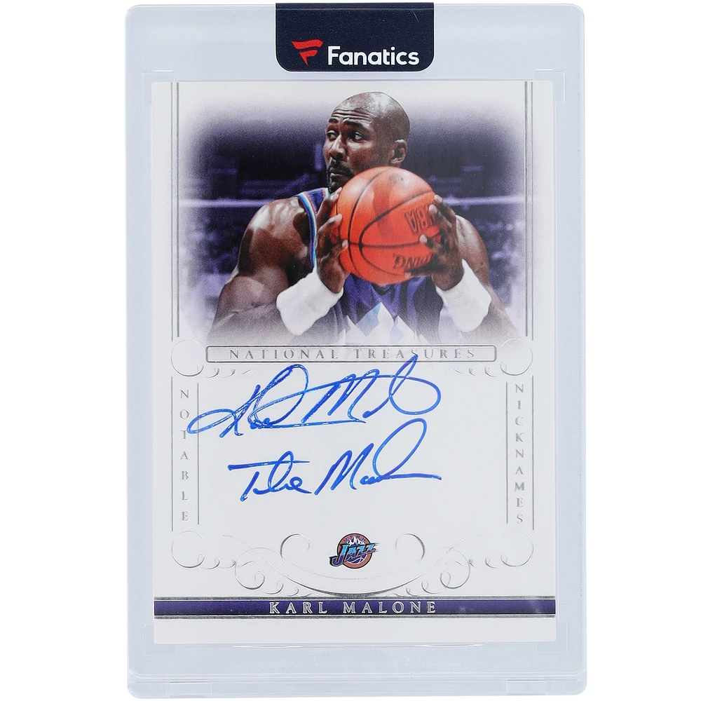 Karl Malone Utah Jazz Autographed 2013-14 Panini National Treasures Notable Nicknames #NN-KM #14/49 Card with "The Mailman" Inscription