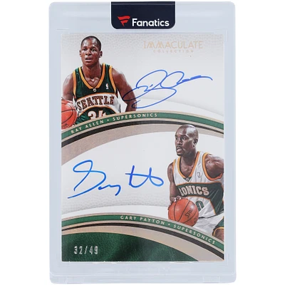 Ray Allen and Gary Payton Seattle Supersonics Autographed 2016-17 Panini Immaculate Collection Dual Auto #38 #32/49 Card