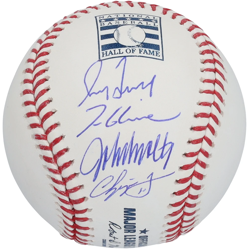 Tom Glavine, Chipper Jones, Greg Maddux & John Smoltz Atlanta Braves Autographed Hall of Fame Logo Baseball