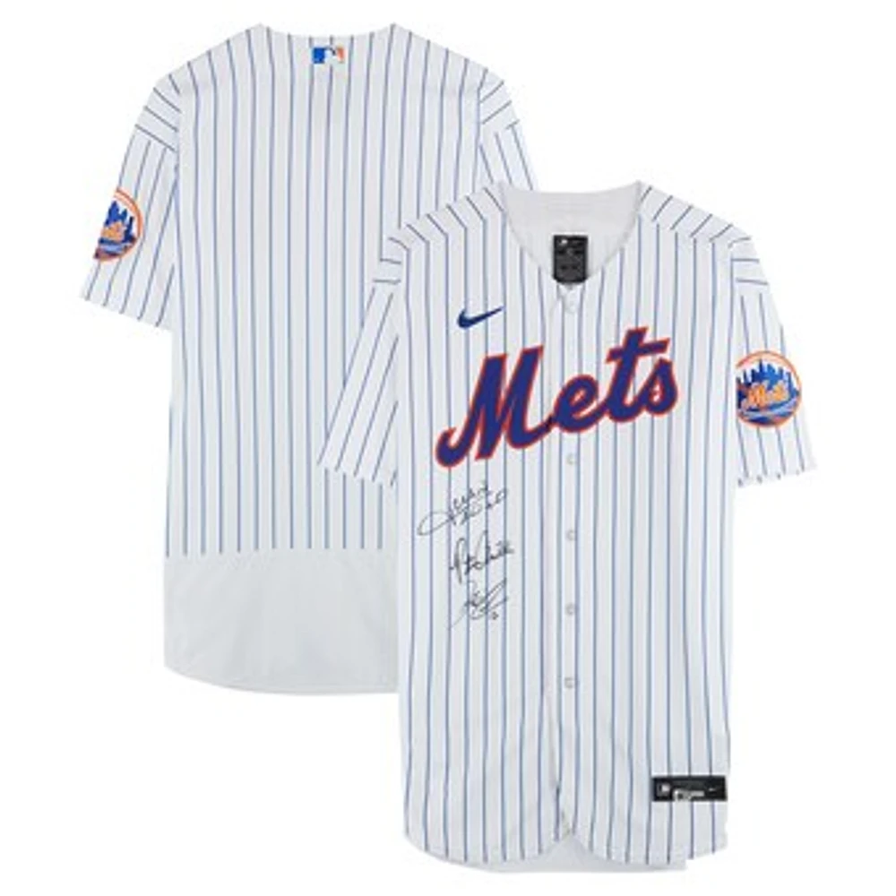 Juan Soto, Pete Alonso & Francisco Lindor New York Mets Autographed White Nike Authentic Jersey - Signed on Front