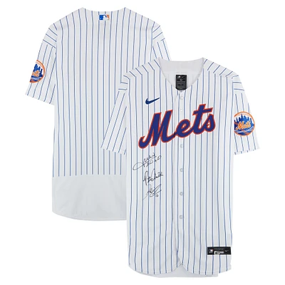 Juan Soto, Pete Alonso & Francisco Lindor New York Mets Autographed White Nike Authentic Jersey - Signed on Front