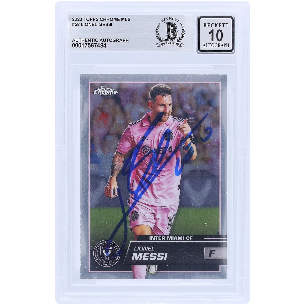 Lionel Messi Inter Miami CF Autographed 2023 Topps Chrome MLS #58 BAS Authenticated 10 Card