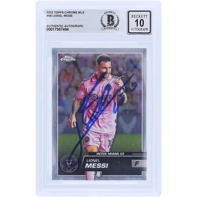 Lionel Messi Inter Miami CF Autographed 2023 Topps Chrome MLS #58 BAS Authenticated 10 Card