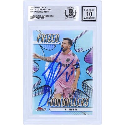 Lionel Messi Inter Miami CF Autographed 2023 Topps Finest MLS Prized Footballers #PF-17 BAS Authenticated 10 Card