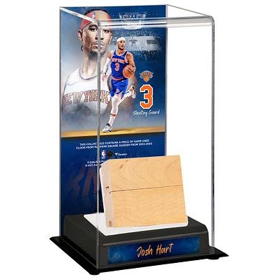 Josh Hart New York Knicks Sublimated Tall Display Case with Piece of Madison Square Garden Game-Used Court from 2014-2023 and Image