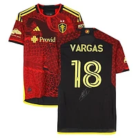 Obed Vargas Seattle Sounders FC Autographed Match-Used #18 Red adidas Jersey from the 2024 MLS Season - Size M