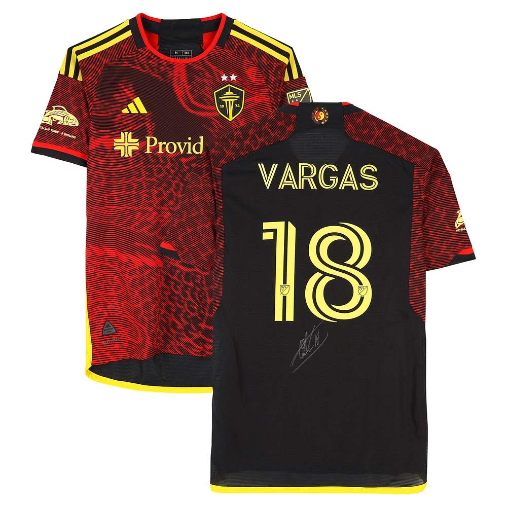 Obed Vargas Seattle Sounders FC Autographed Match-Used #18 Red adidas Jersey from the 2024 MLS Season - Size M