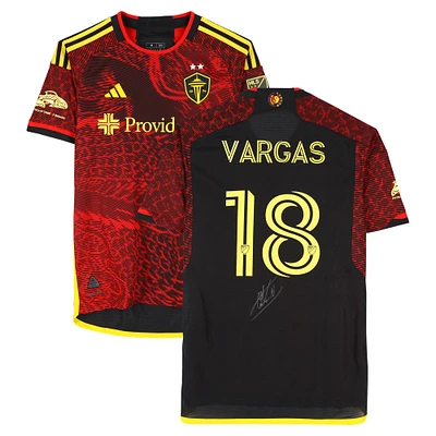 Obed Vargas Seattle Sounders FC Autographed Match-Used #18 Red adidas Jersey from the 2024 MLS Season - Size M