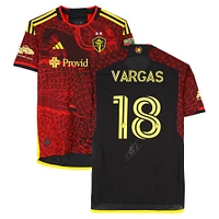 Obed Vargas Seattle Sounders FC Autographed Match-Used #18 Red adidas Jersey from the 2024 MLS Season - Size M