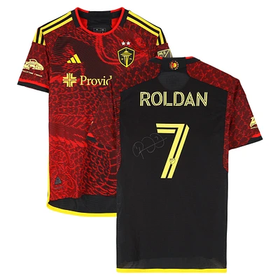 Cristian Roldan Seattle Sounders FC Autographed Match-Used #7 Red adidas Jersey from the 2024 MLS Season - Size M