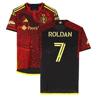 Cristian Roldan Seattle Sounders FC Autographed Match-Used #7 Red adidas Jersey from the 2024 MLS Season - Size M