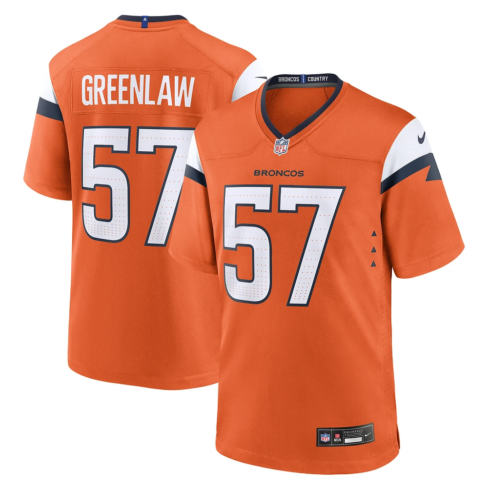 Men's Nike Dre Greenlaw Orange Denver Broncos Team Game Jersey