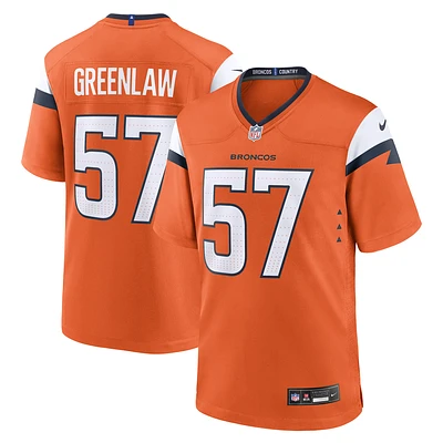 Men's Nike Dre Greenlaw  Orange Denver Broncos Team Game Jersey