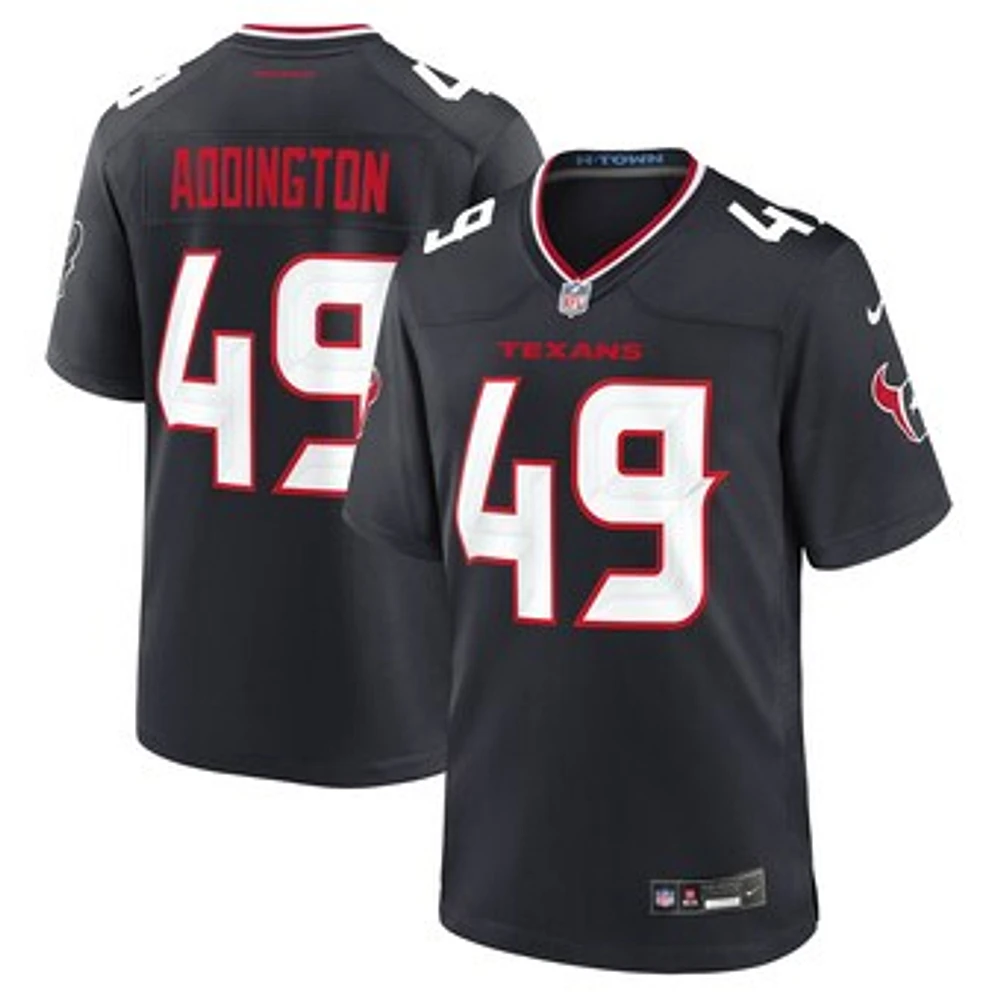 Men's Nike Tucker Addington  Navy Houston Texans Team Game Jersey