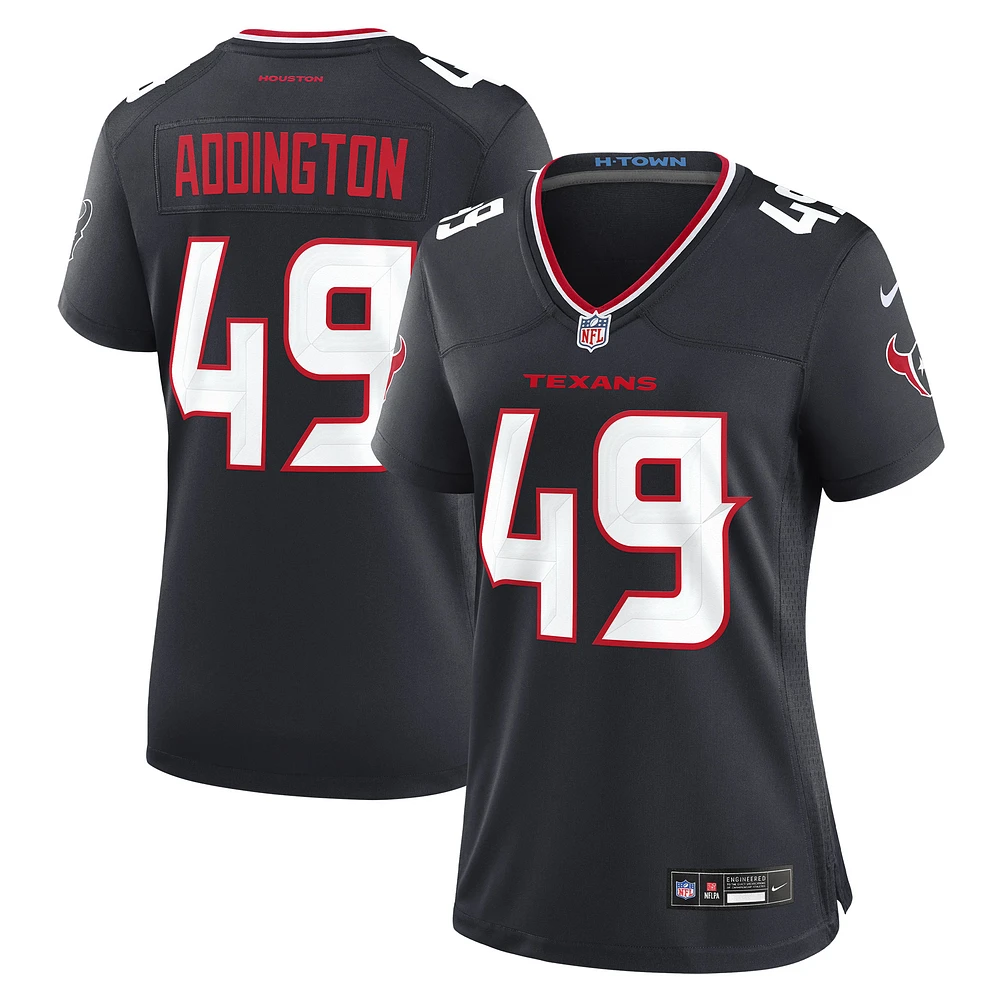 Women's Nike Tucker Addington Navy Houston Texans Team Game Jersey