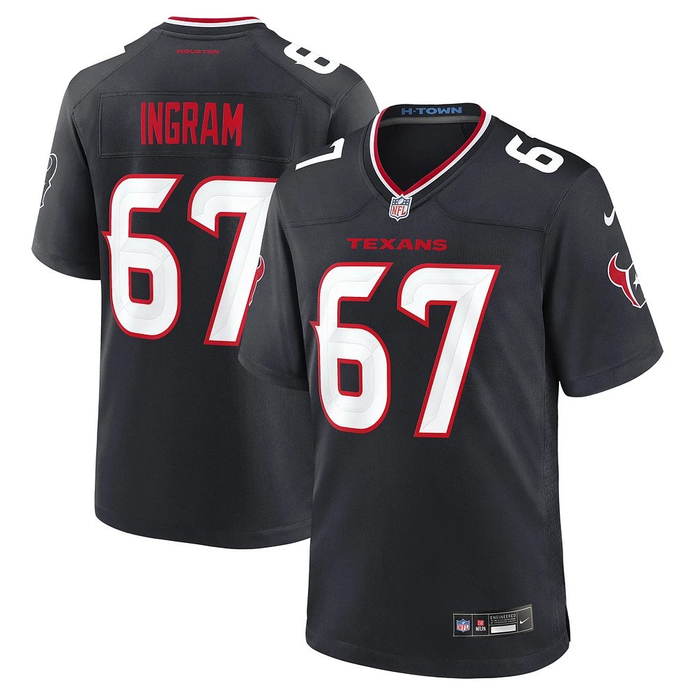 Men's Nike Ed Ingram Navy Houston Texans Team Game Jersey