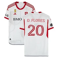 Deiby Flores Toronto FC Autographed Match-Used #20 White adidas Jersey from the 2024 MLS Season - Size L