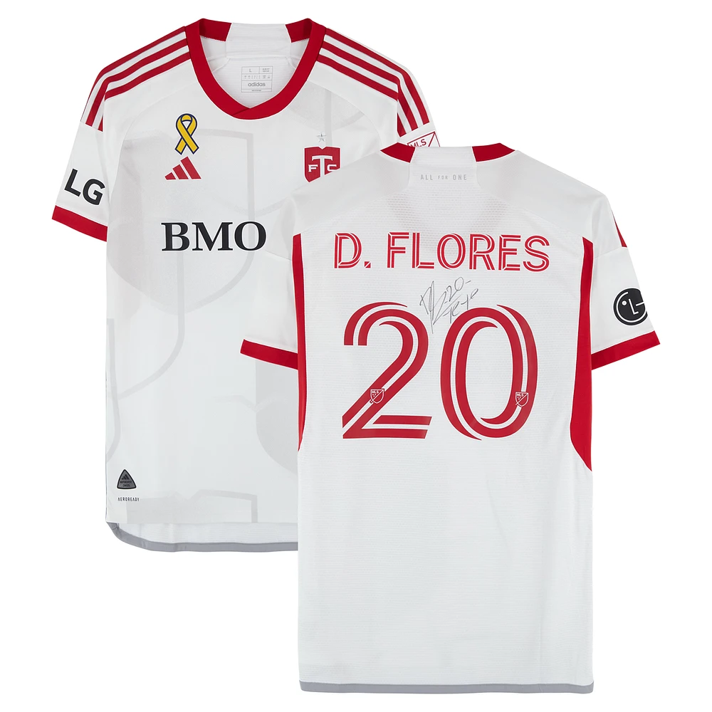 Deiby Flores Toronto FC Autographed Match-Used #20 White adidas Jersey from the 2024 MLS Season - Size L