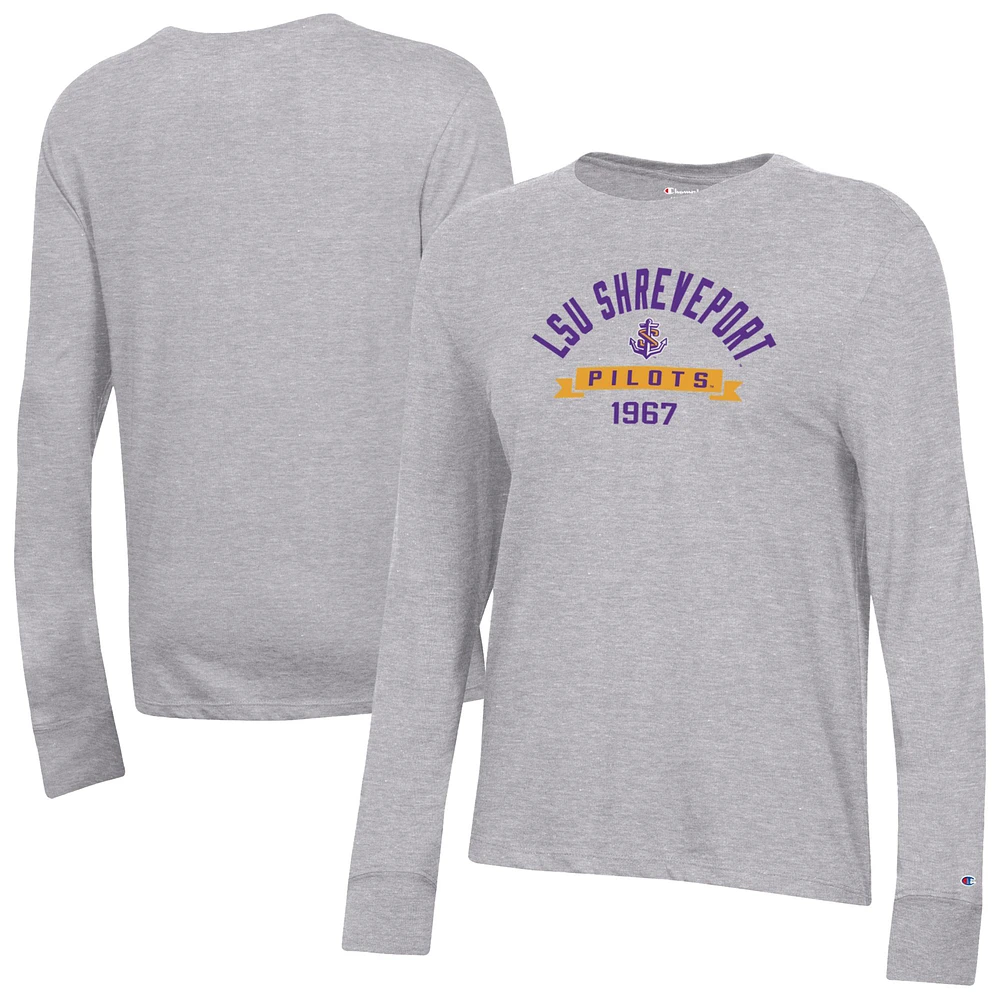 Women's Champion Gray LSU Shreveport Pilots Core Long Sleeve T-Shirt